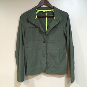 Eddie Bauer Jacket Women 4 Blazer Olive Green Nylon Stretch Travel Casual Preppy